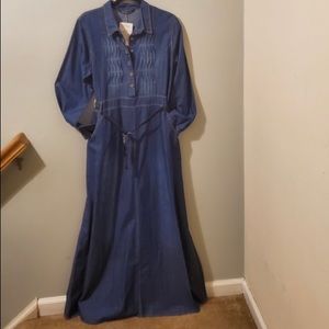 Modest long sleeve gown jean dress
